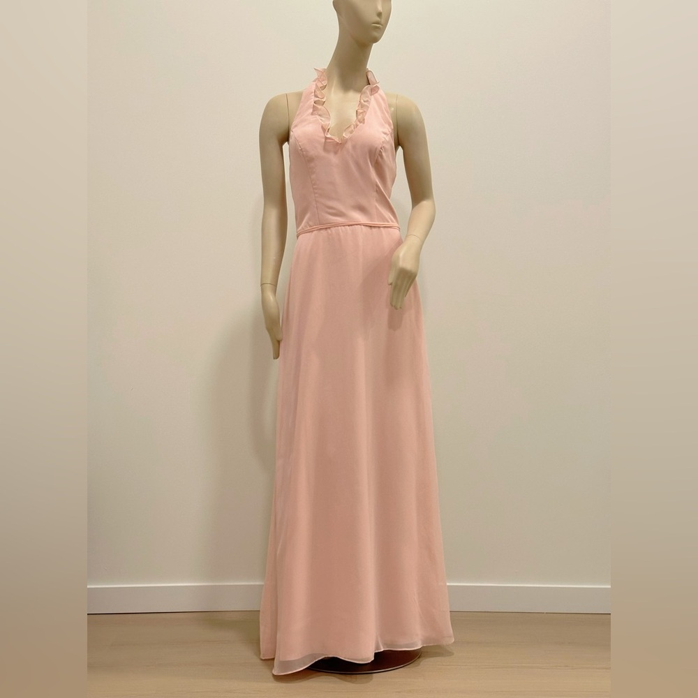 Eden Bridals Soft Pink Halter Gown with Adjustable Waist – Approx. Size 8